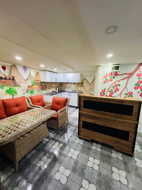 Kitchen or kitchenette, Living room, Seating area