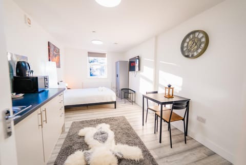 Bed, TV and multimedia, Kitchen or kitchenette, Living room, Photo of the whole room, Seating area, Dining area, Bedroom, wardrobe