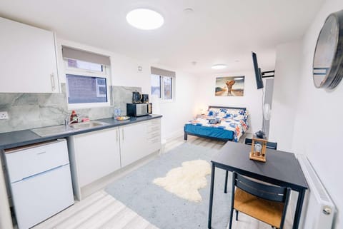 Bed, TV and multimedia, Coffee/tea facilities, Kitchen or kitchenette, Photo of the whole room, Dining area, Bedroom, minibar, oven, pet friendly, stove, toaster