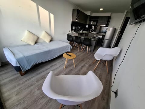 Bed, Living room, Seating area