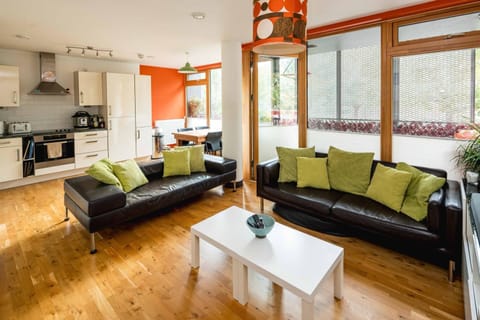 Kitchen or kitchenette, Living room, Seating area, Dining area, stove