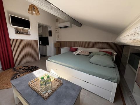 Bed, TV and multimedia, Living room, air conditioner