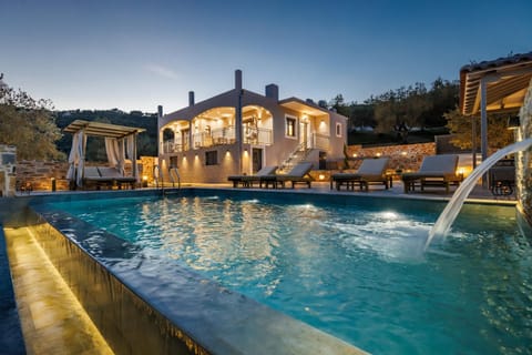 Property building, Night, Natural landscape, Swimming pool