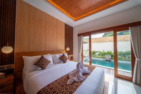 Bed, Bedroom, Pool view, Swimming pool