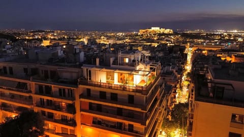 Property building, Night, Bird's eye view, City view