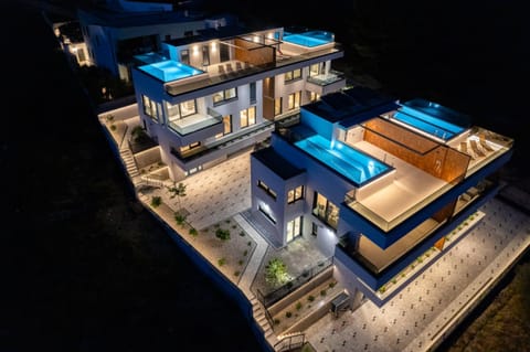 Property building, Night, Swimming pool
