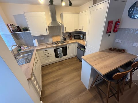 Kitchen or kitchenette, dishwasher, oven, stove, toaster