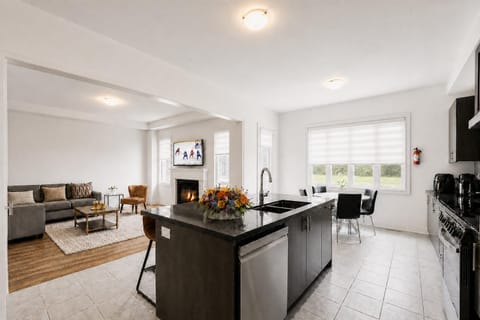 TV and multimedia, Kitchen or kitchenette, Living room, Dining area, fireplace