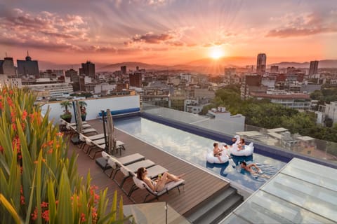 City view, Swimming pool, Sunset, sunbed