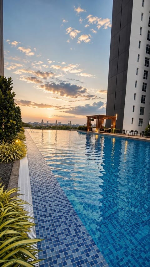 Natural landscape, Pool view, Swimming pool, Sunrise, Sunset
