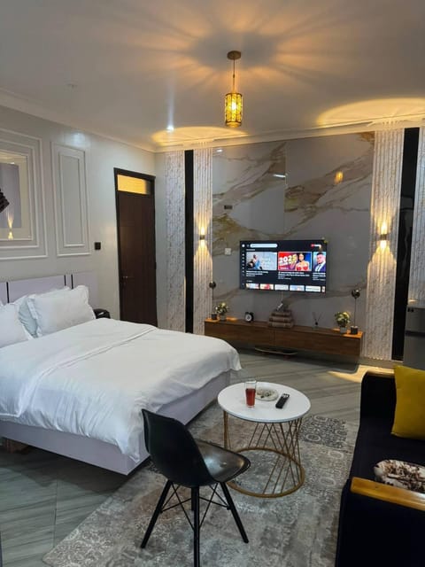 Bed, Living room, Photo of the whole room, Seating area, Bedroom