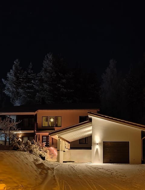 Property building, Night, Winter