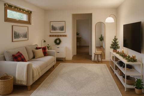Bed, TV and multimedia, Living room, Seating area