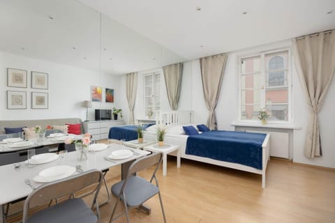Bed, Living room, Dining area