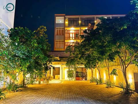 Property building, Night, Garden