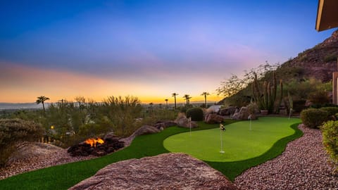 Day, Minigolf, Minigolf, Mountain view, Sunset