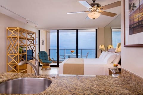 Bed, Natural landscape, Seating area, Sea view