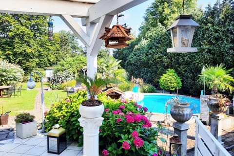 Property building, Living room, Swimming pool