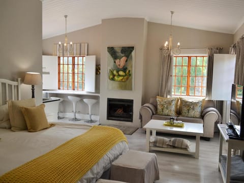 Bed, Living room, Photo of the whole room, Seating area, Bedroom, fireplace