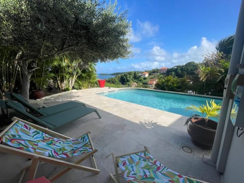 Patio, Pool view, Swimming pool, sunbed