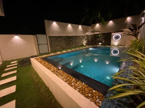 Night, Pool view, Swimming pool