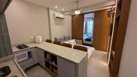 Kitchen or kitchenette, Living room, Seating area, Dining area, Bedroom, air conditioner