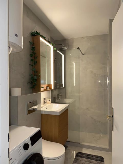 Shower, Toilet, Bathroom, towels, washing machine