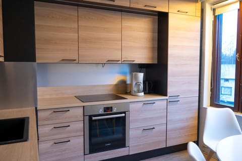 Kitchen or kitchenette, oven, stove