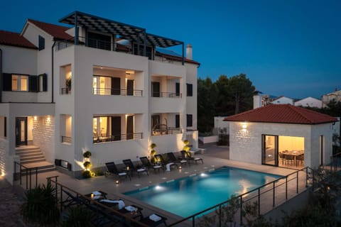 Property building, Night, Balcony/Terrace, Swimming pool