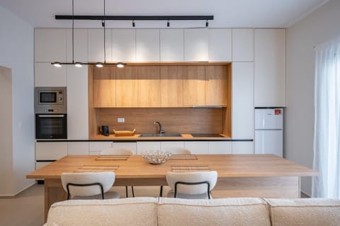 Kitchen or kitchenette, Living room, Dining area, stove