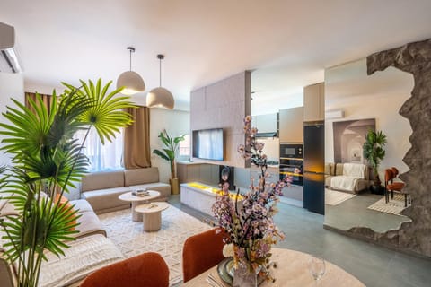 TV and multimedia, Kitchen or kitchenette, Living room, Seating area, Dining area, stove