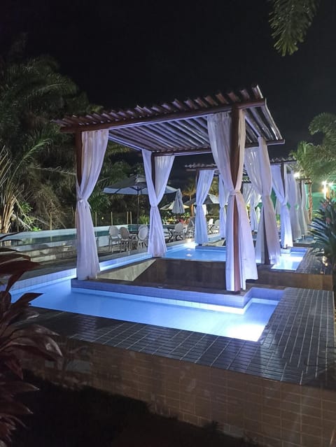 Night, Garden, Pool view, Swimming pool