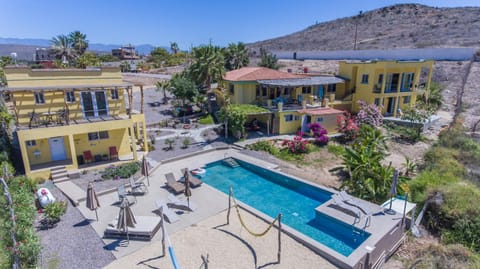 Property building, Patio, Natural landscape, Bird's eye view, Pool view, Swimming pool