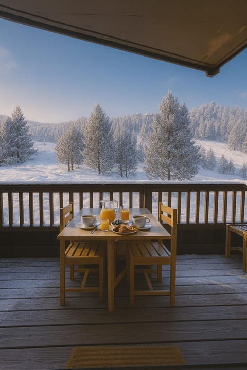 Day, Winter, View (from property/room), Balcony/Terrace, Dining area, Mountain view