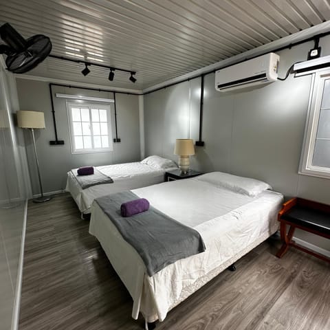 Bed, Photo of the whole room, Bedroom, towels, air conditioner