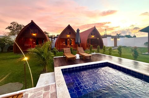 Property building, Garden view, Swimming pool, Sunset