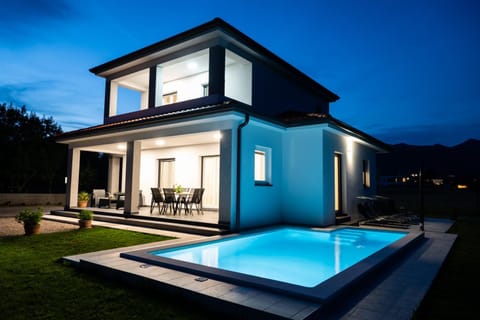 Patio, Night, Swimming pool