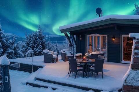 Property building, Patio, Natural landscape, Winter, Mountain view