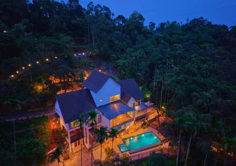 Property building, Night, Pool view, Swimming pool