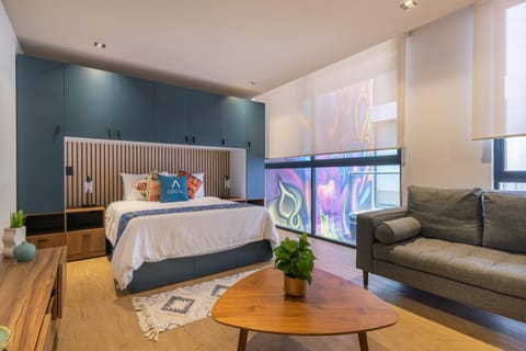 Bed, Living room, Bedroom