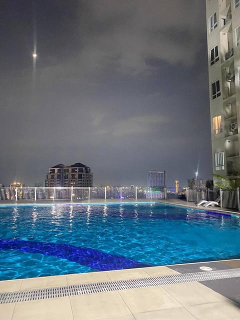 Night, Pool view, Swimming pool