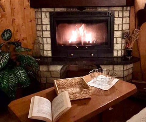 Seating area, fireplace