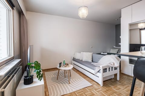Bed, TV and multimedia, Living room, Photo of the whole room, Seating area, Bedroom