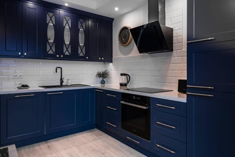 Kitchen or kitchenette, dishwasher, stove