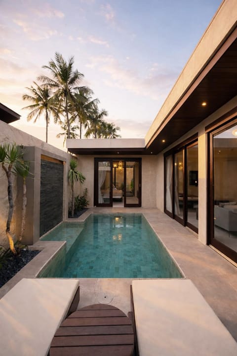 Property building, Pool view, Swimming pool, sunbed