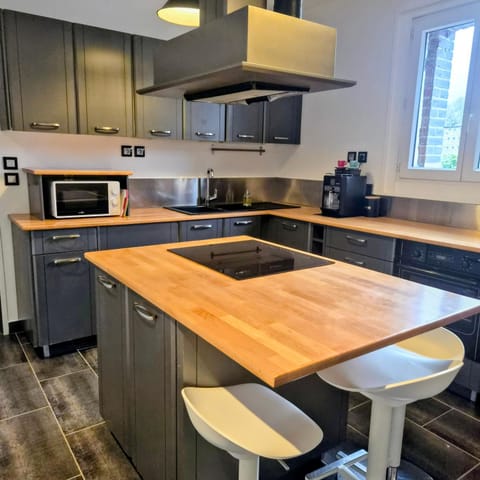 Kitchen or kitchenette, Dining area, oven, stove, toaster