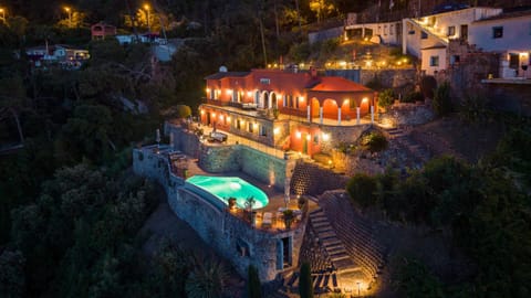 Property building, Night, Natural landscape, Pool view, Swimming pool