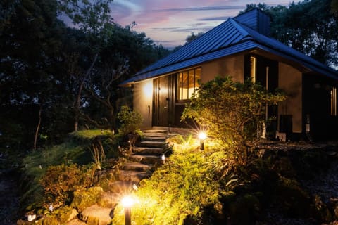 Property building, Night, Garden, Garden view