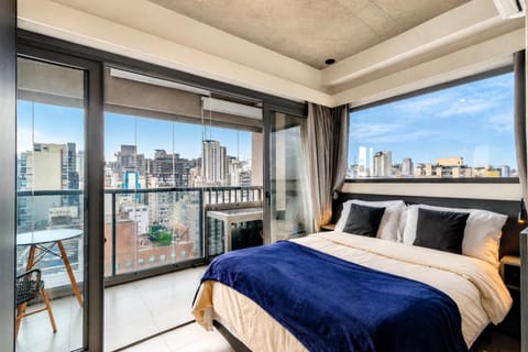 Bed, Bedroom, City view