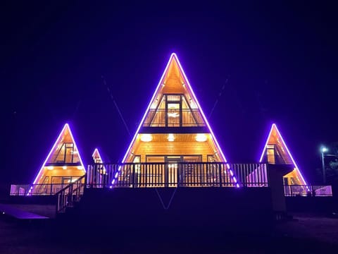 Property building, Night, View (from property/room), Decorative detail, Mountain view, Mountain view, Location, Inner courtyard view